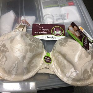 Playtex Secrets 34D & 36DD Underwire Bras - Beige, White